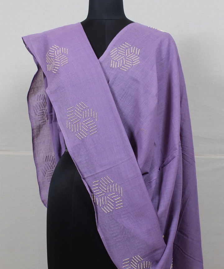 Lavender cotton handwoven baragaon dupatta
