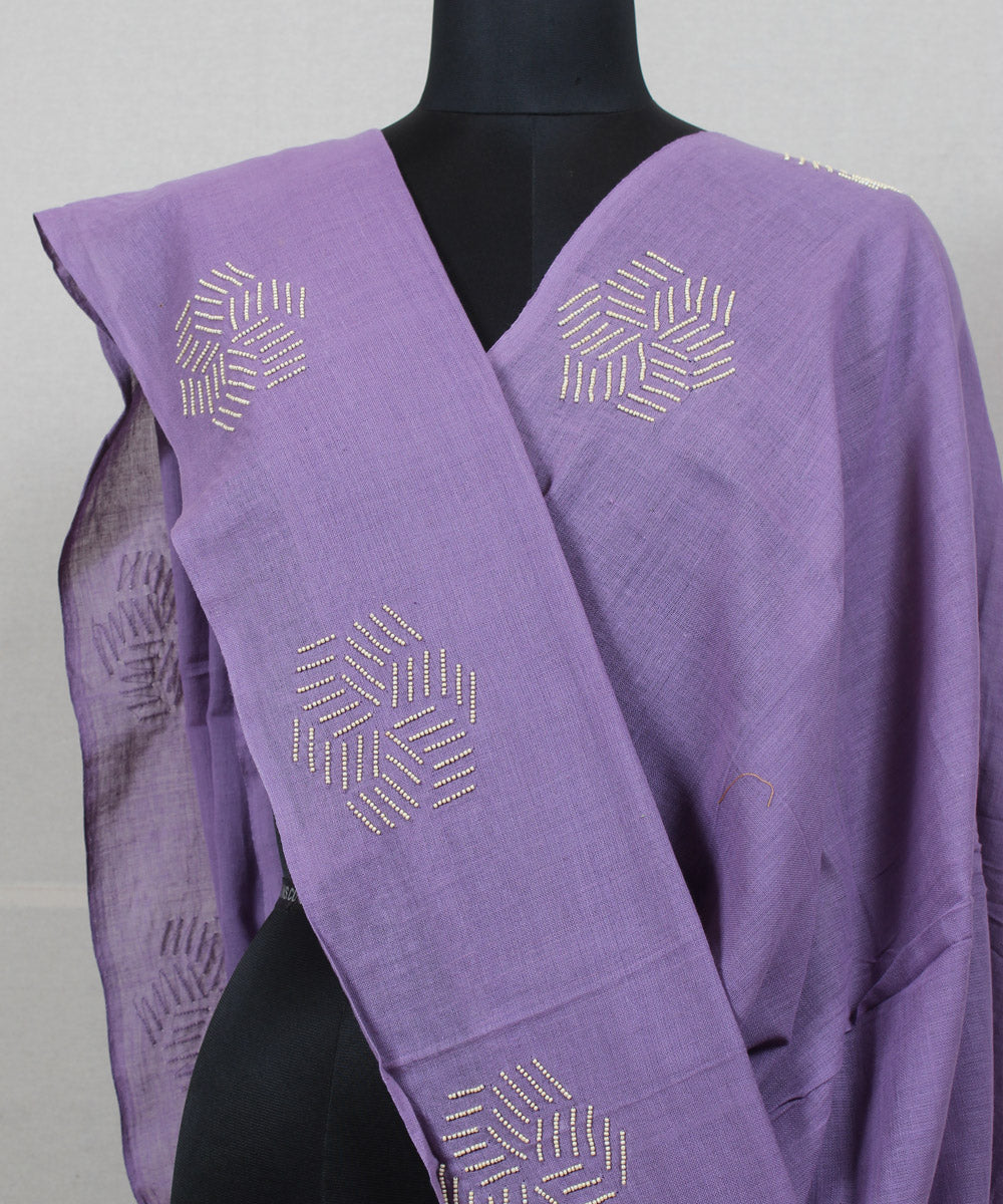 Lavender cotton handwoven baragaon dupatta