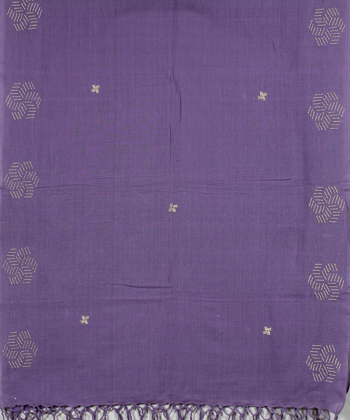 Lavender cotton handwoven baragaon dupatta