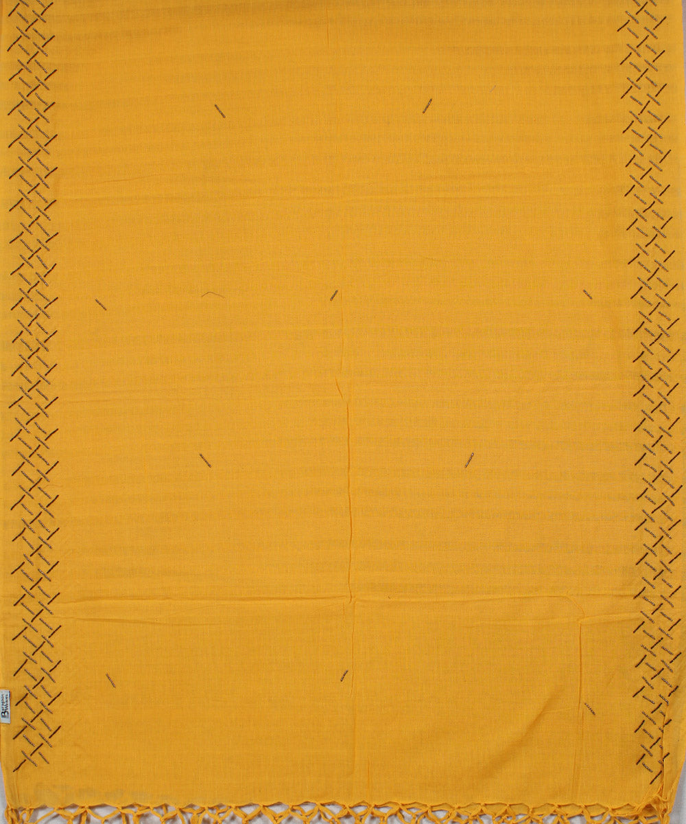 Yellow handwoven cotton baragaon dupatta