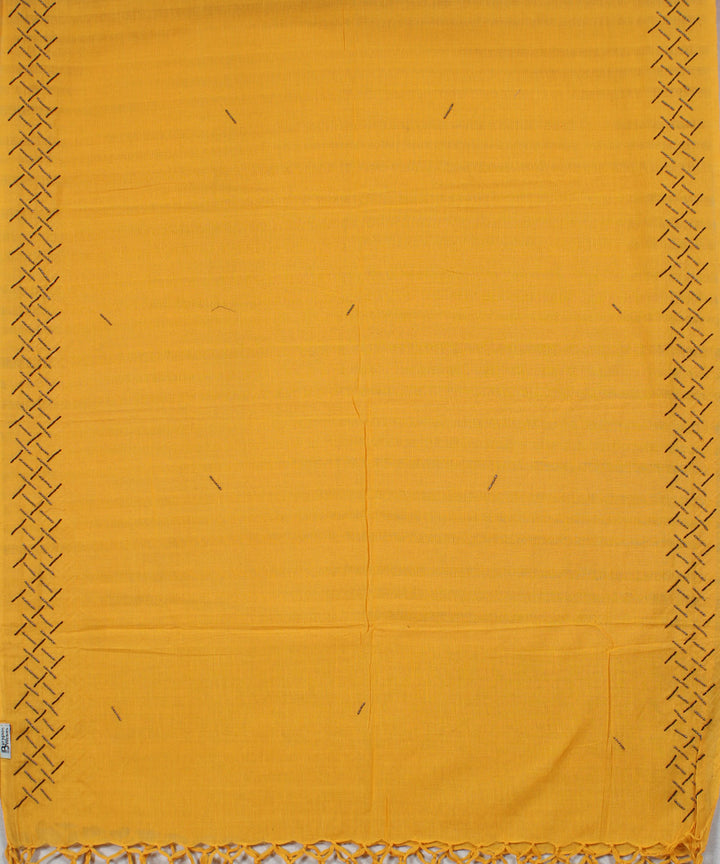 Yellow handwoven cotton baragaon dupatta