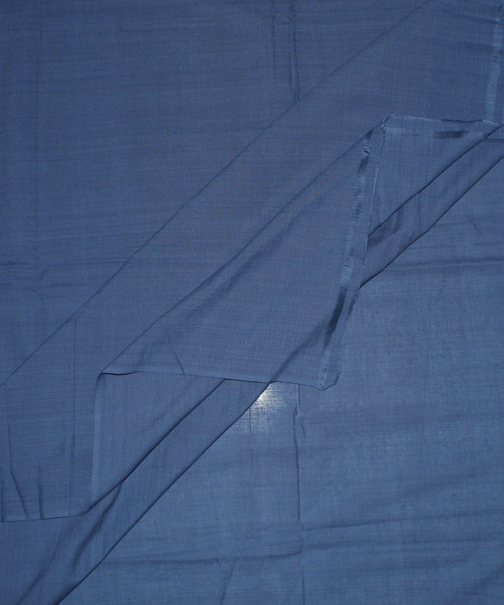 Steel blue plain handwoven cotton fabric