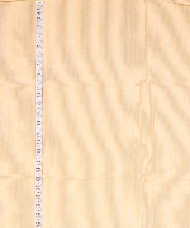 Yellow cream striped handwoven cotton fabric