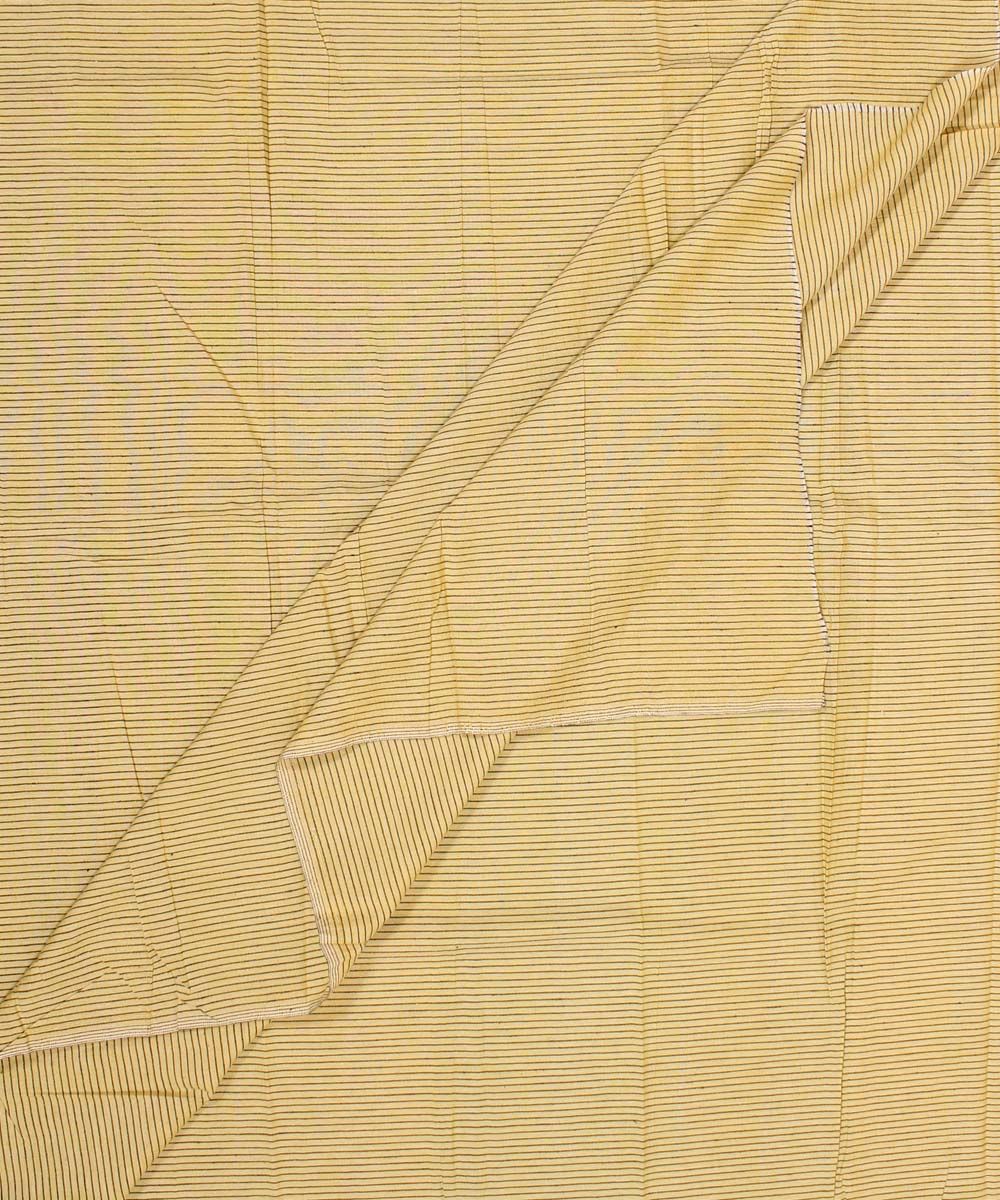 Yellow black striped handwoven cotton fabric