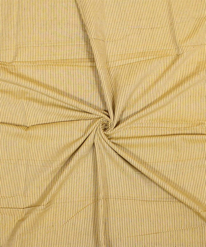 Yellow black striped handwoven cotton fabric