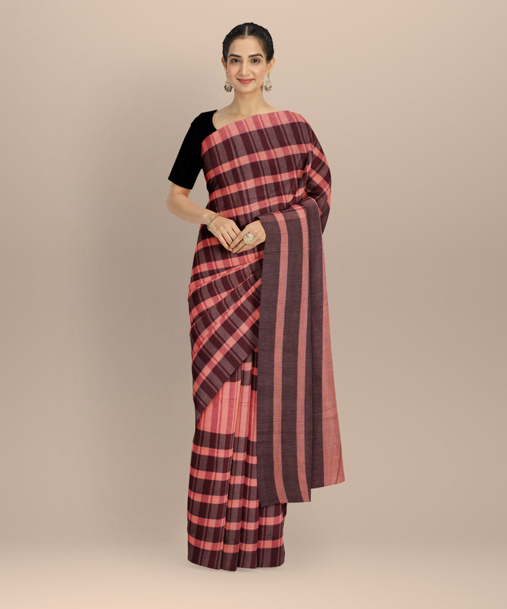 Multicolor stripe cotton handloom baragaon saree