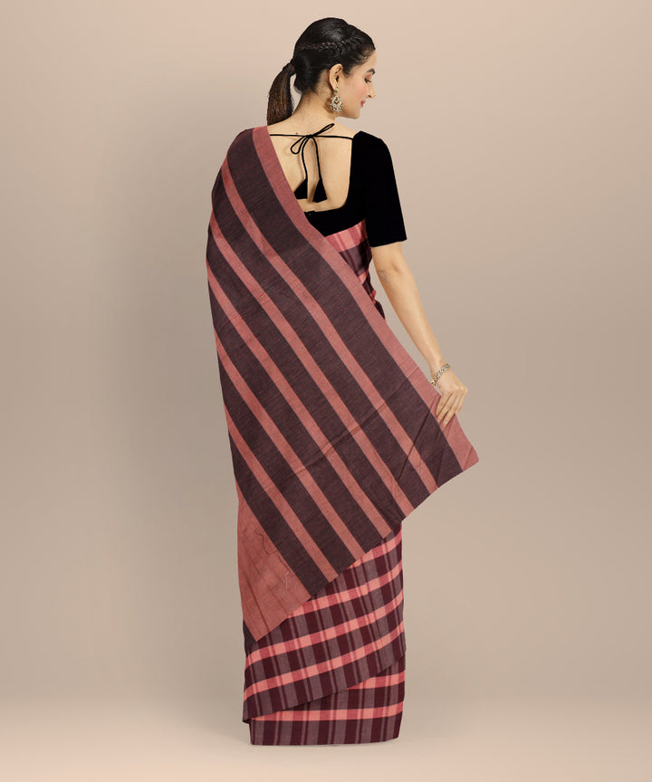 Multicolor stripe cotton handloom baragaon saree
