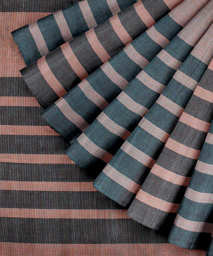 Grey green cotton handloom baragaon saree