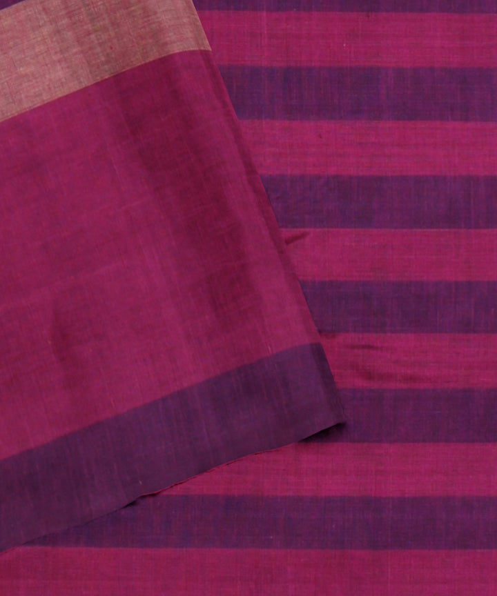Purple blue cotton handloom baragaon saree