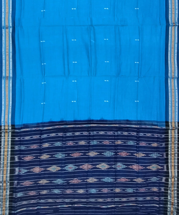 Sky blue black cotton handloom nuapatna saree