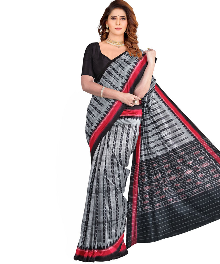 Grey black handloom cotton nuapatna saree