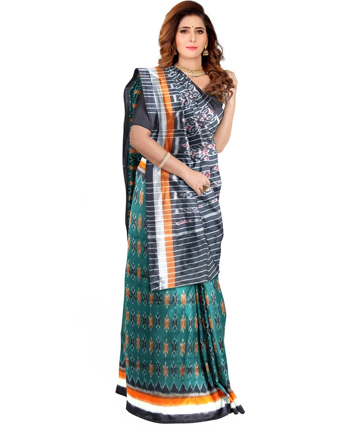 Dark green black cotton handloom nuapatna saree