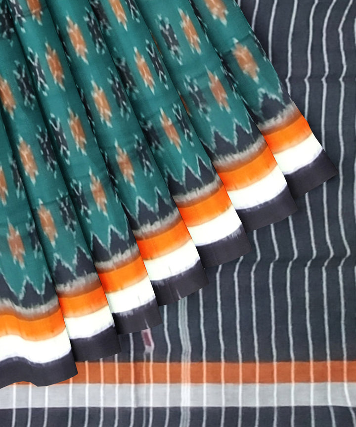 Dark green black cotton handloom nuapatna saree