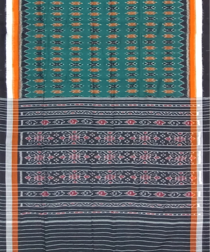 Dark green black cotton handloom nuapatna saree