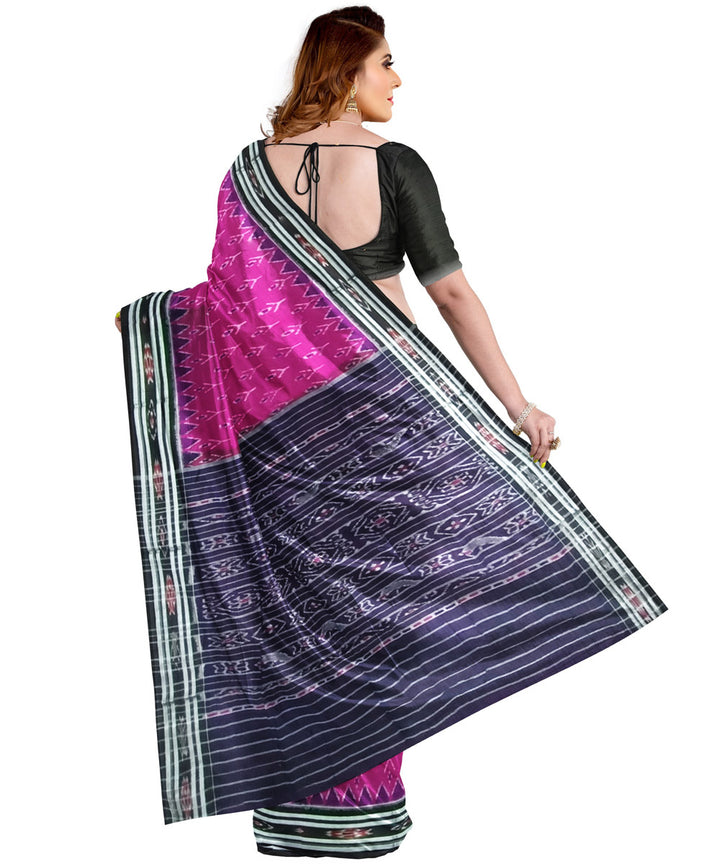 Magenta black cotton handloom nuapatna saree