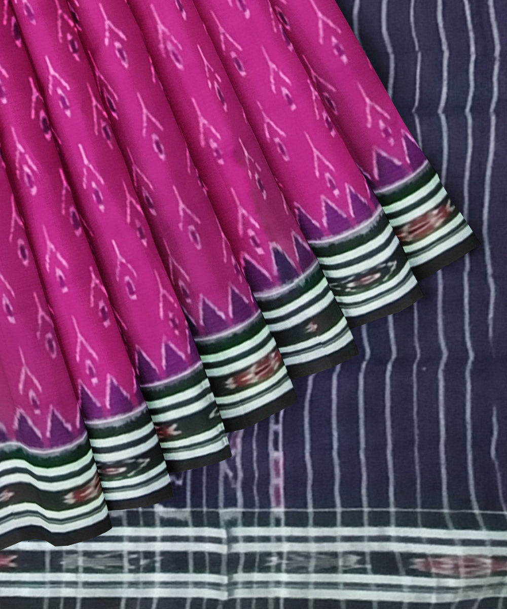 Magenta black cotton handloom nuapatna saree