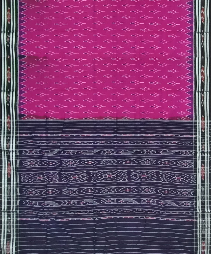 Magenta black cotton handloom nuapatna saree