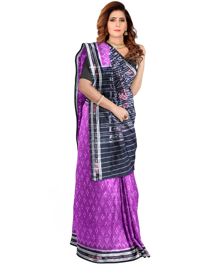 Purple black cotton handloom nuapatna saree