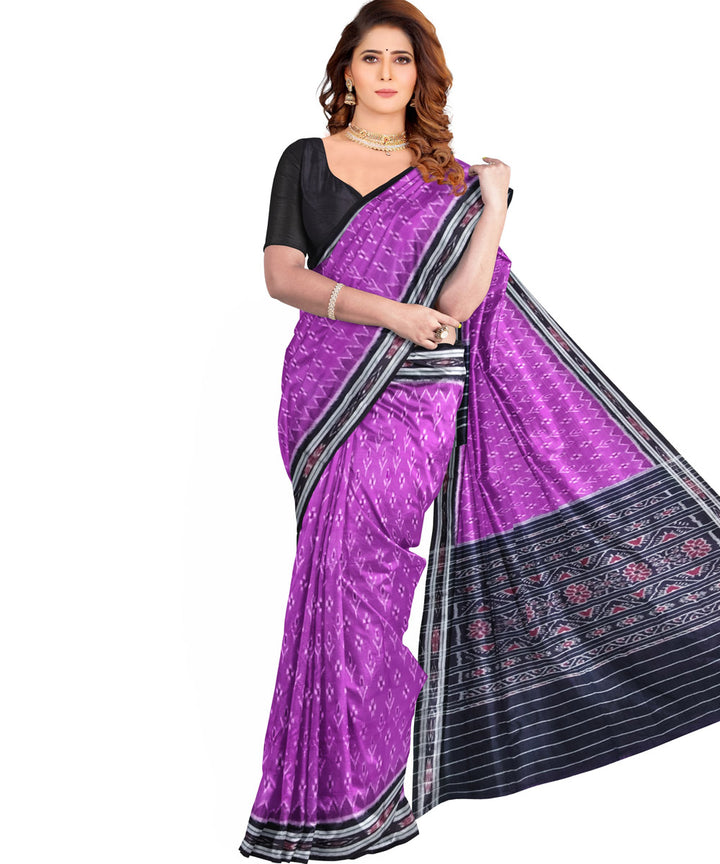 Purple black cotton handloom nuapatna saree