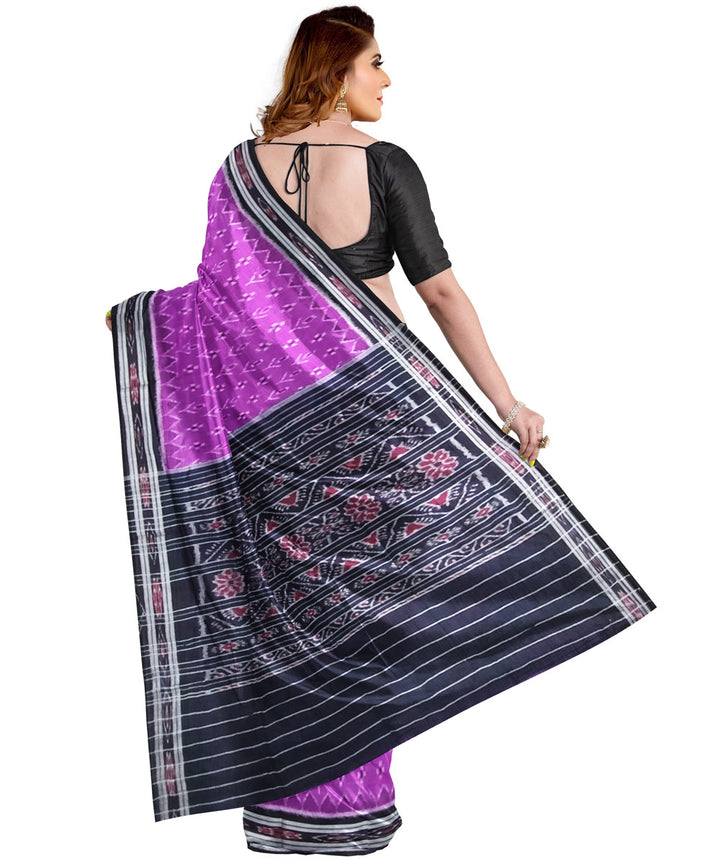 Purple black cotton handloom nuapatna saree