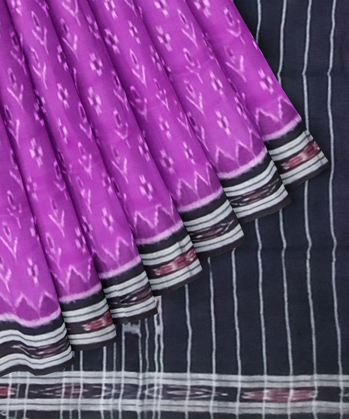 Purple black cotton handloom nuapatna saree