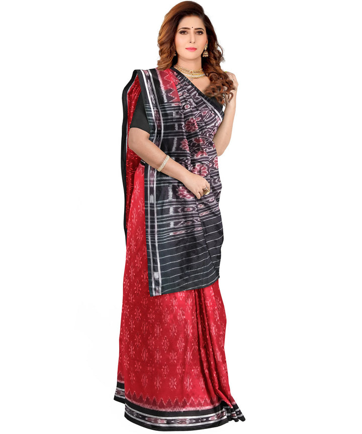 Red black cotton handloom nuapatna saree