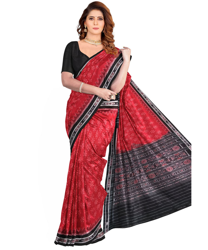 Red black cotton handloom nuapatna saree