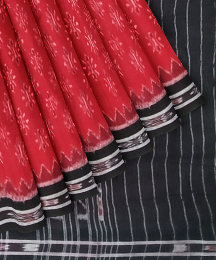 Red black cotton handloom nuapatna saree