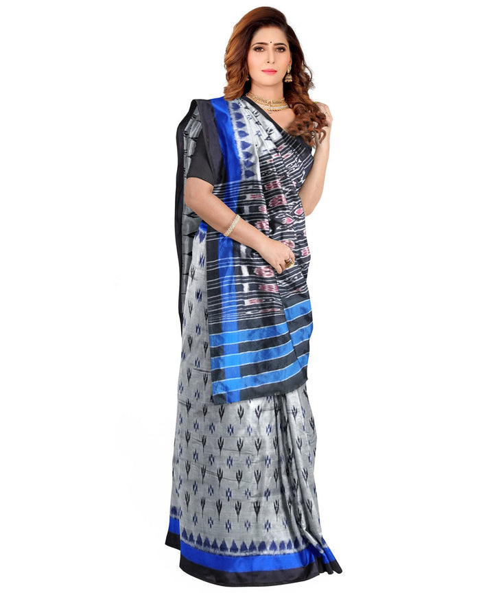 Grey black cotton handloom nuapatna saree