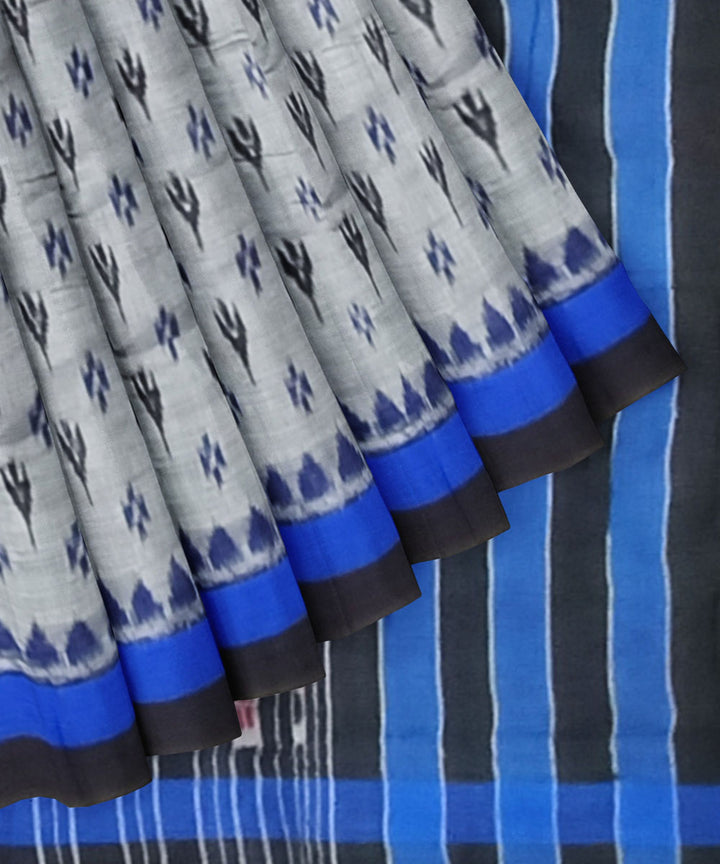 Grey black cotton handloom nuapatna saree