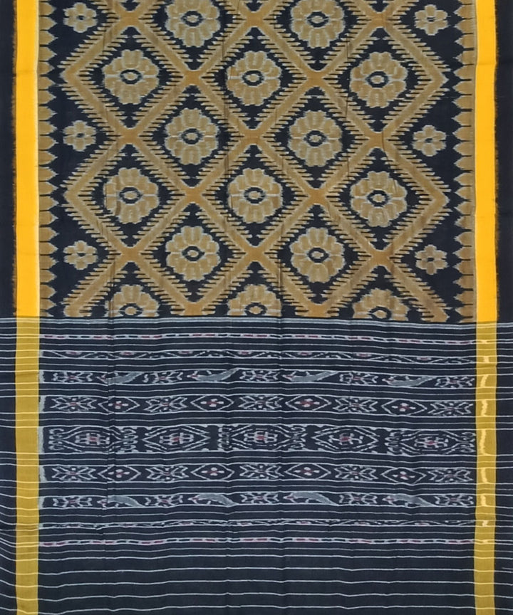 Black yellow cotton handloom nuapatna saree