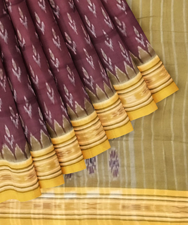 Maroon yellow cotton handloom nuapatna saree