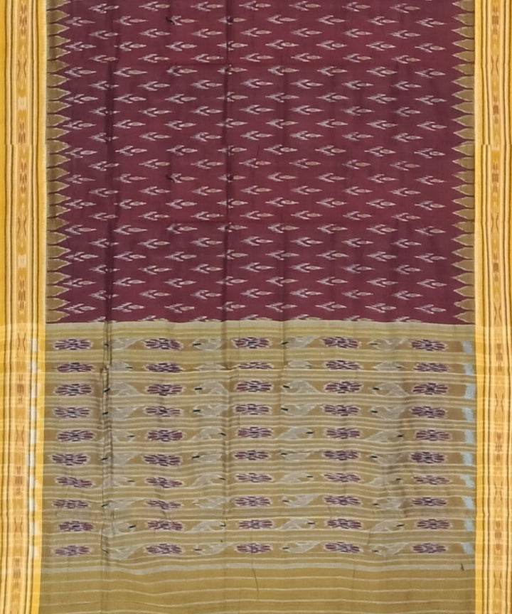 Maroon yellow cotton handloom nuapatna saree