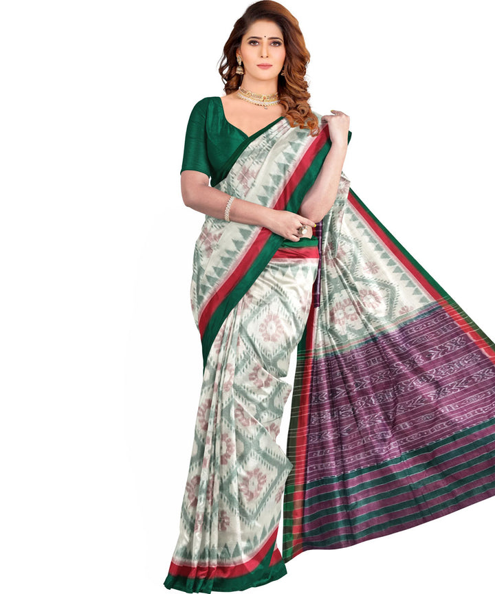 Offwhite black nuapatna handloom cotton saree