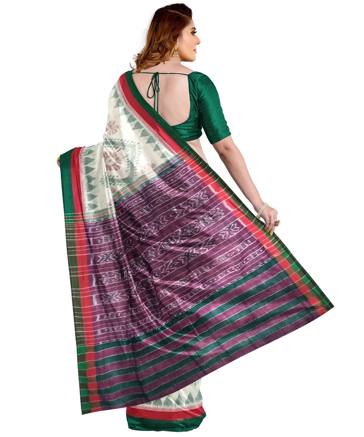 Offwhite black nuapatna handloom cotton saree