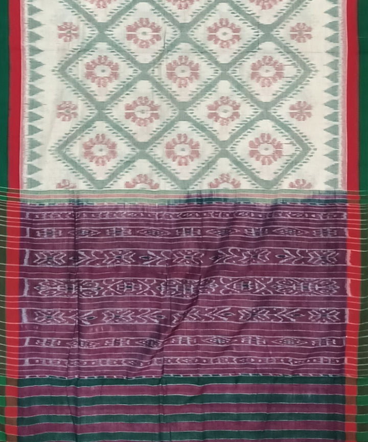 Offwhite black nuapatna handloom cotton saree