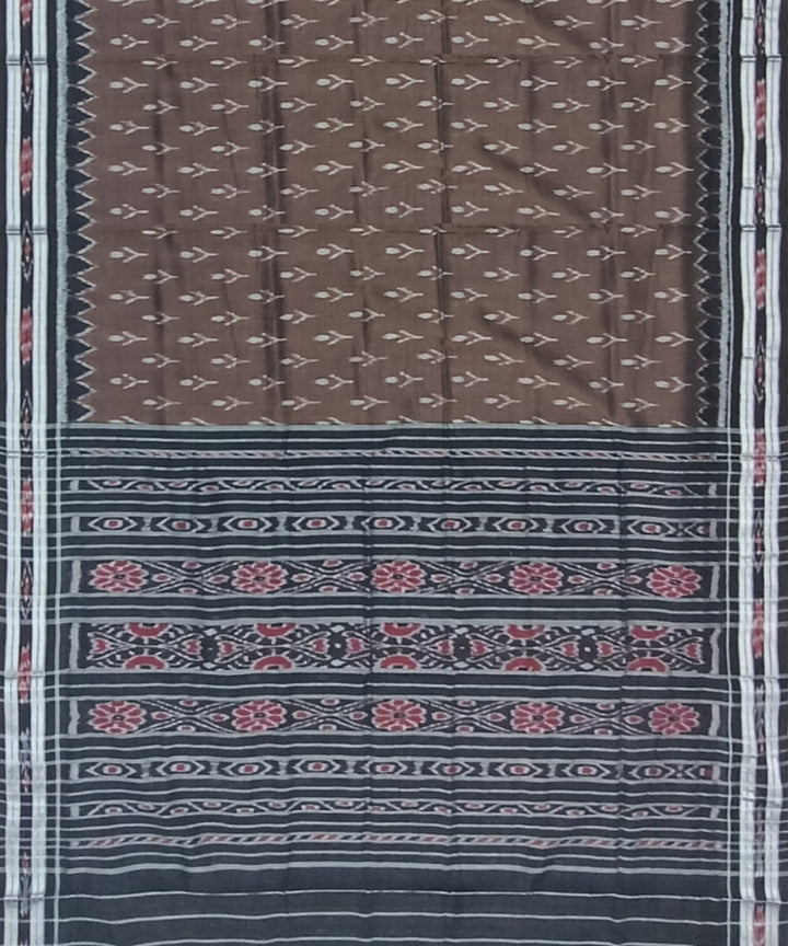 Deep brown black cotton handloom nuapatna saree