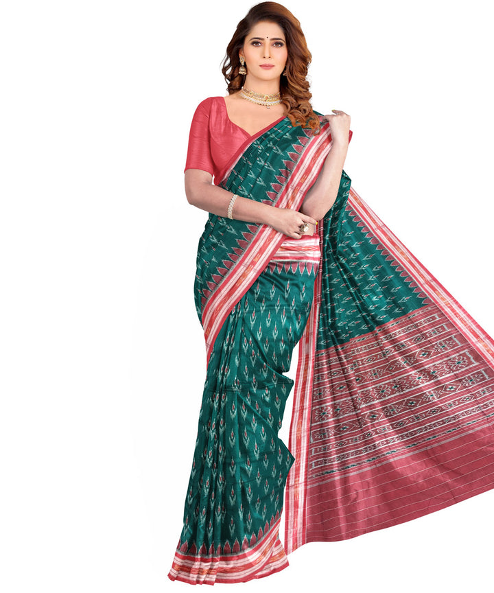 Dark green maroon cotton handloom nuapatna saree