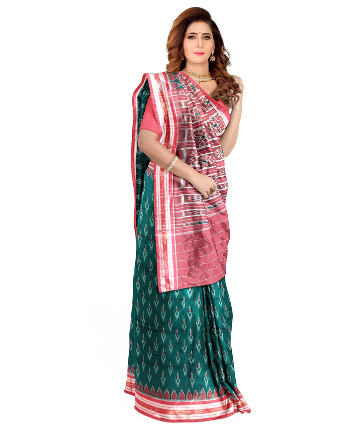 Dark green maroon cotton handloom nuapatna saree