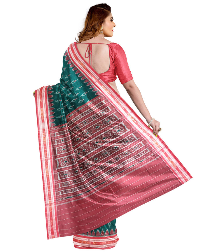 Dark green maroon cotton handloom nuapatna saree