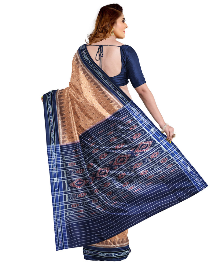 Light brown black cotton handloom nuapatna saree