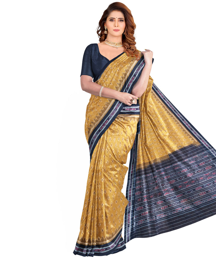 Yellow black cotton nuapatna handloom saree