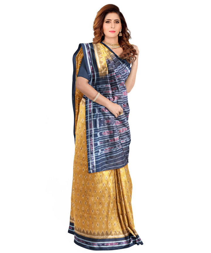 Yellow black cotton nuapatna handloom saree