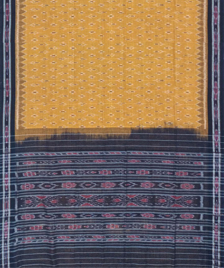 Yellow black cotton nuapatna handloom saree