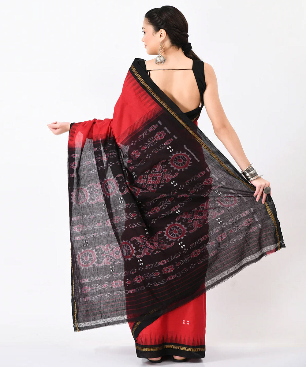 Red black cotton nuapatna handloom saree