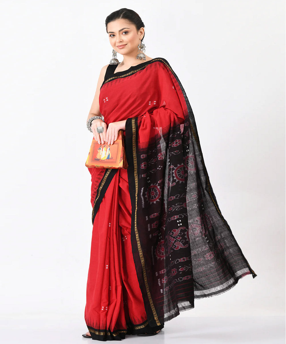 Red black cotton nuapatna handloom saree