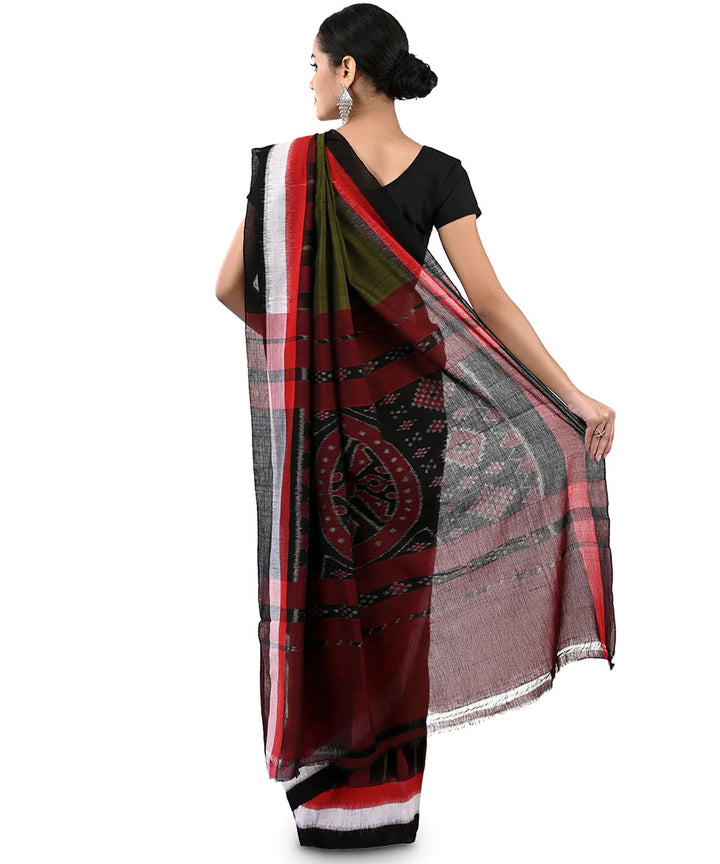 Dark green black cotton handloom nuapatna kargil saree