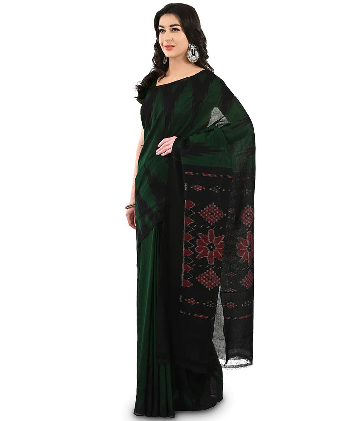 Dark green black kargil cotton handloom nuapatna saree