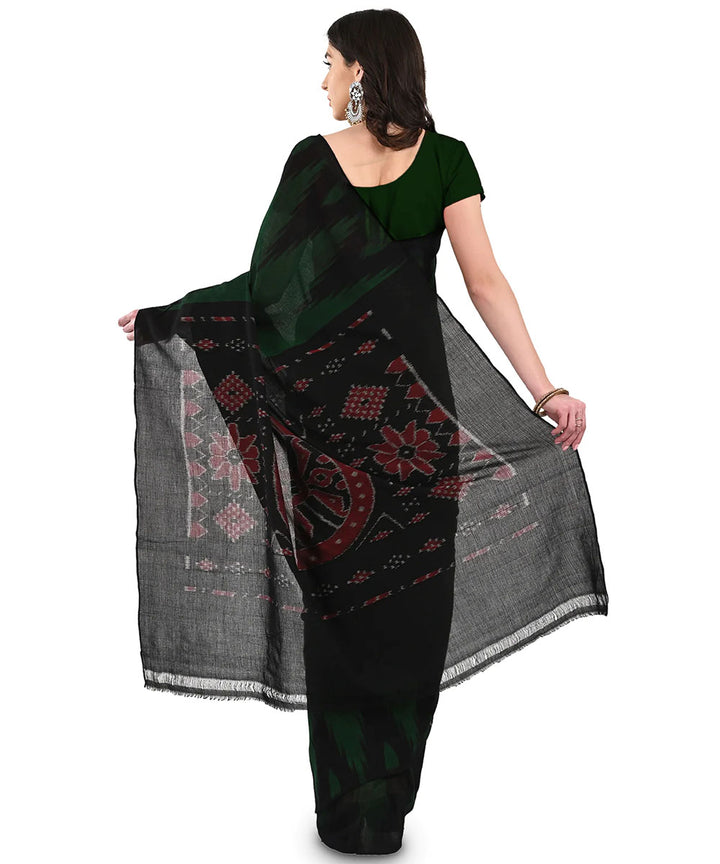 Dark green black kargil cotton handloom nuapatna saree