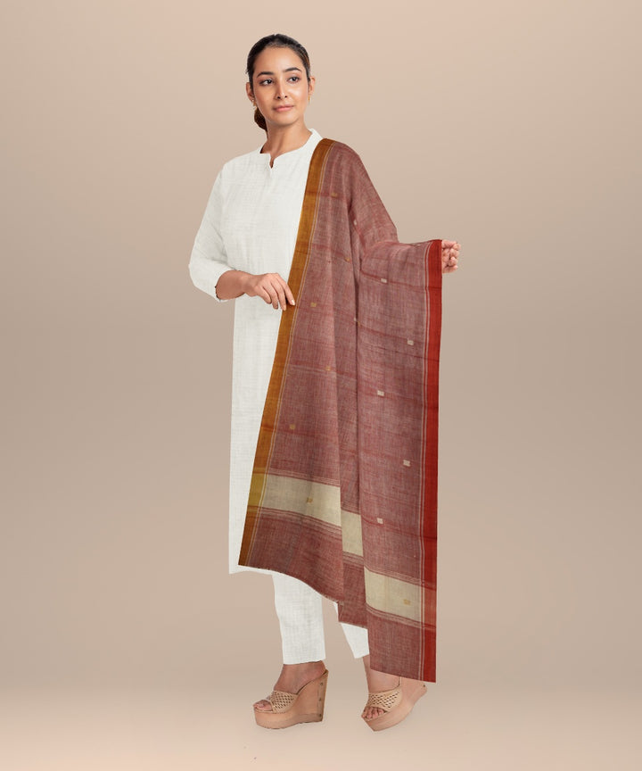 Peach orange yellow handloom cotton natural dyed dupatta